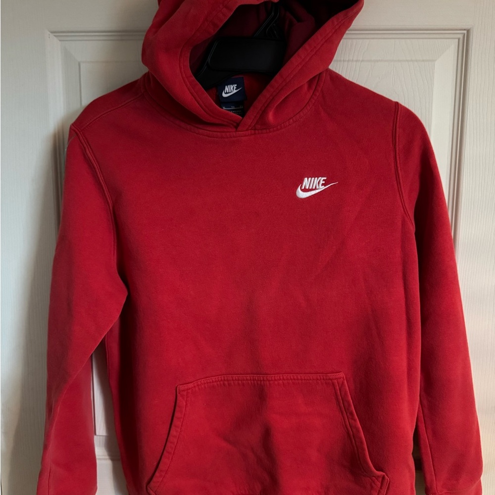 Nike Red Pullover Hoodie with White Swoosh